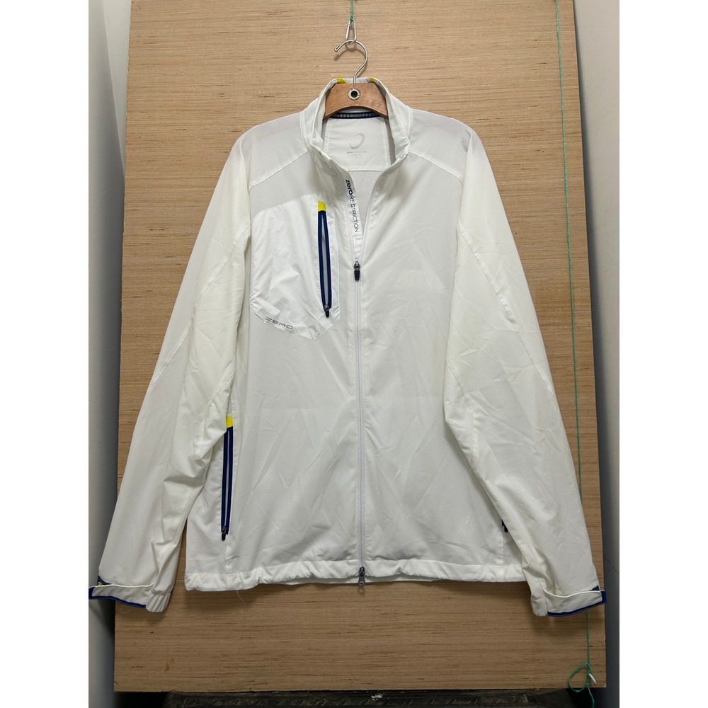 Zero Restriction Mens Golf Windbreaker Jacket White Blue Large Tall LT Full Zip
